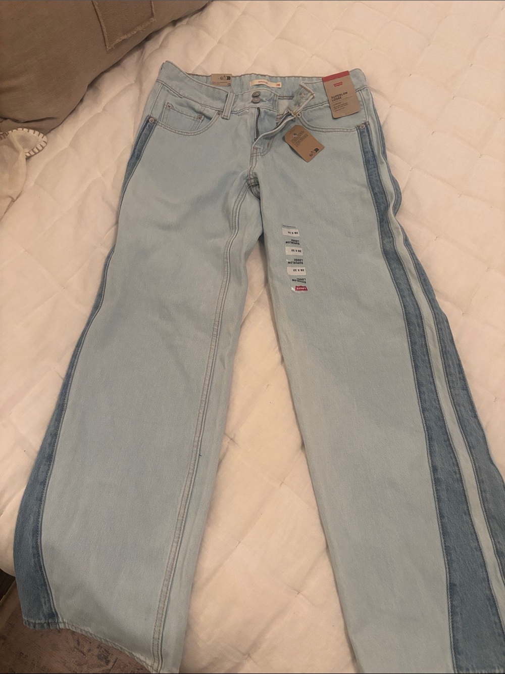 Levi's Light Blue Wide-Leg Jeans with Dark Blue Side Stripes